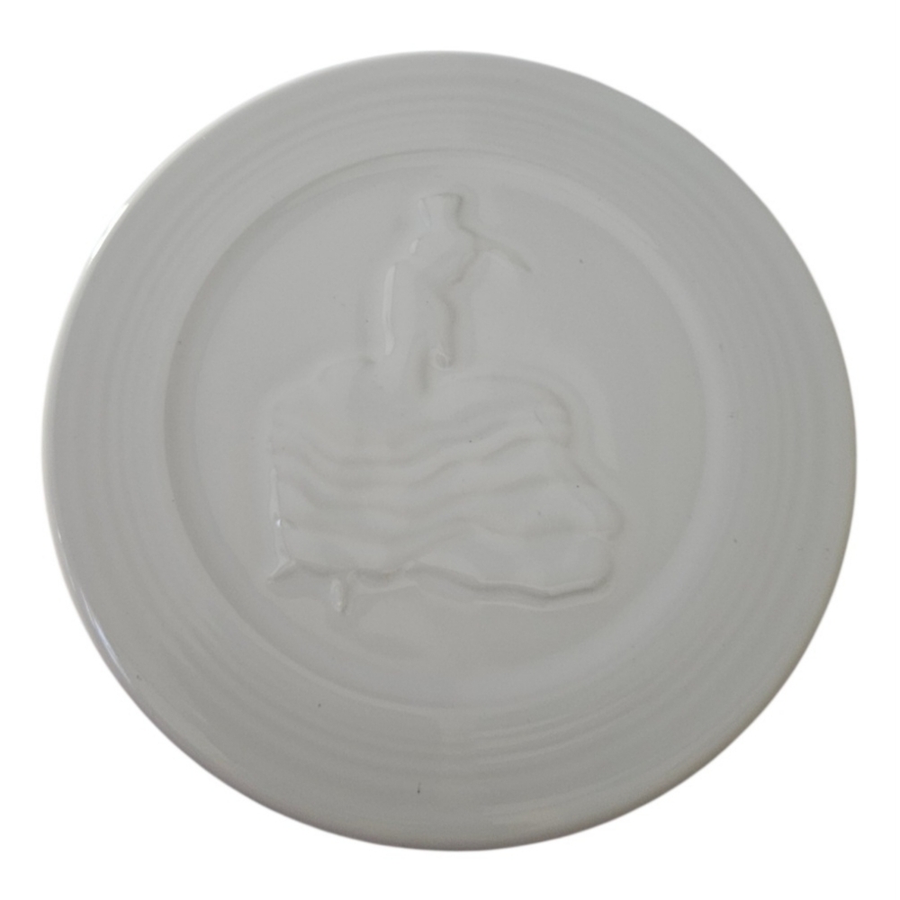 6" Fiesta White Dancing Lady Trivet Hot Plate Holder Homer Laughlin Fiesta-ware